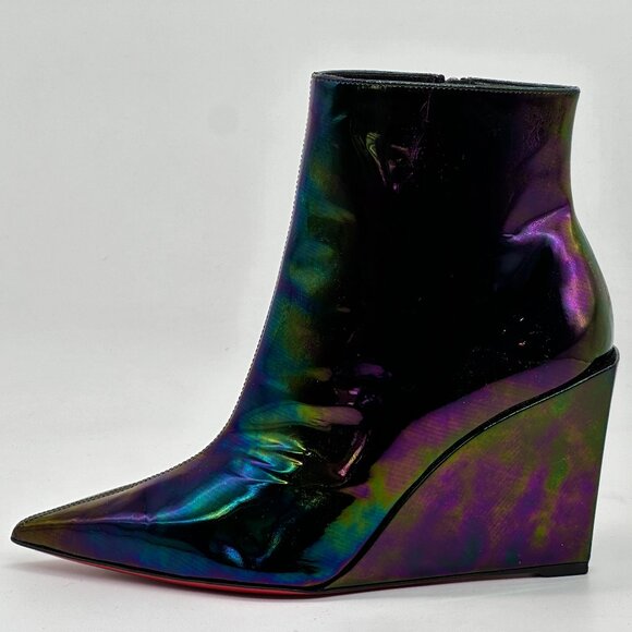 Christian Louboutin CONDORAGE BOOTY 85 Iridescent Wedge Heel Ankle Boots - Picture 2 of 14